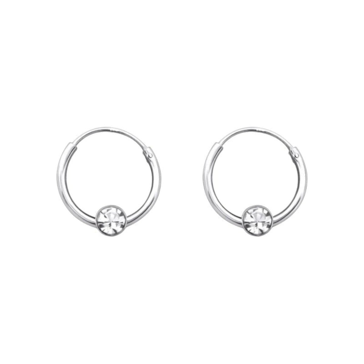 Zilveren Kinder Oorringen - Kristal - 10mm - oor461 - 825 - Oorringen kopen# - Transparant - 10mm - alles