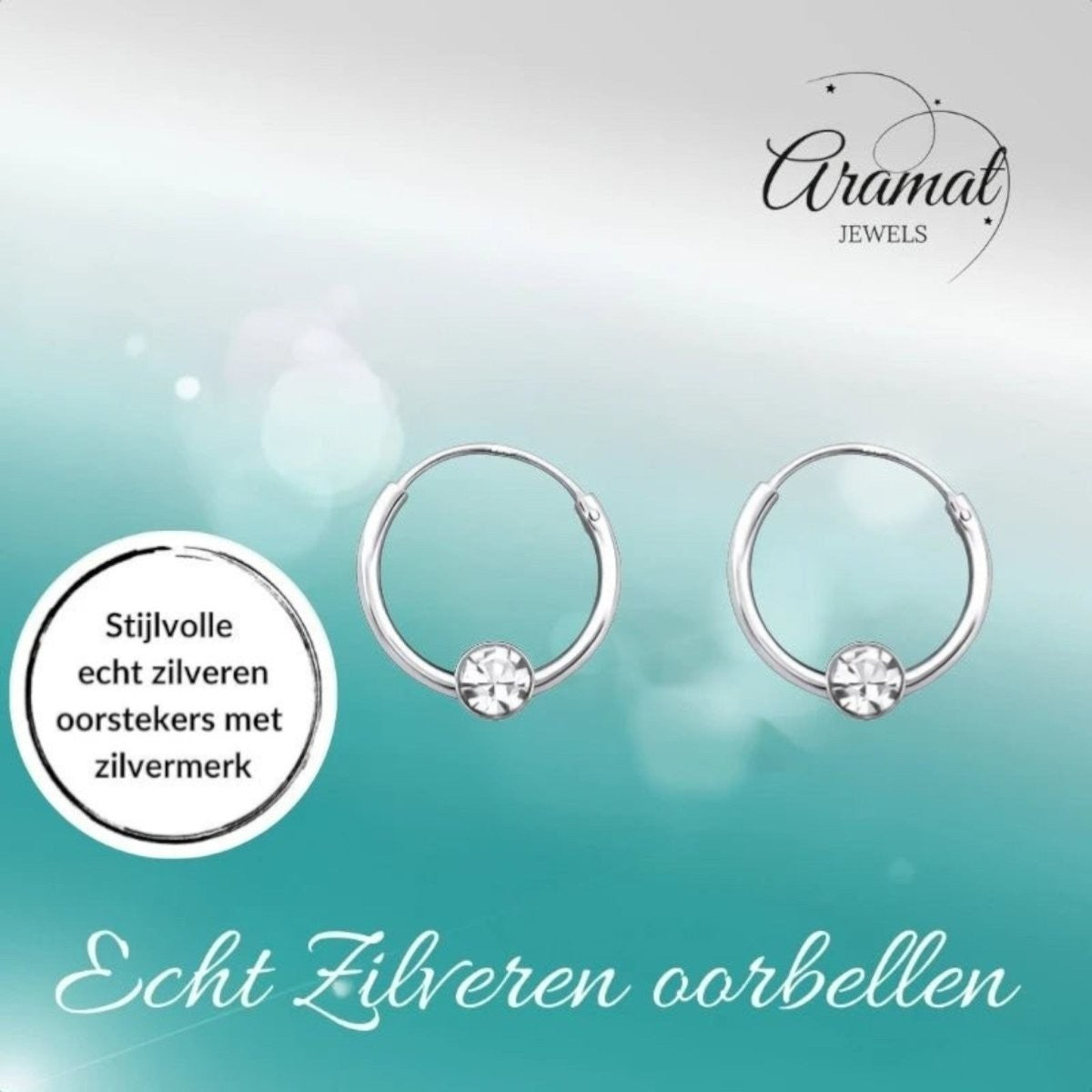 Zilveren Kinder Oorringen - Kristal - 10mm - oor461 - 825 - Oorringen kopen# - Transparant - 10mm - alles