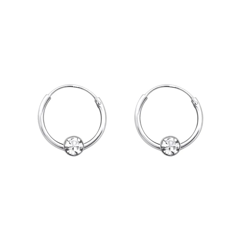 Zilveren Kinder Oorringetjes - Transparant Kristal - 10mm - oor459 - 825 - Oorringen kopen# - 10mm - 925 Zilver