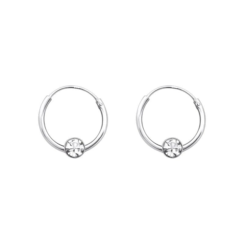 Zilveren Kinder Oorringetjes - Transparant Kristal - 10mm - oor459 - 825 - Oorringen kopen# - 10mm - 925 Zilver