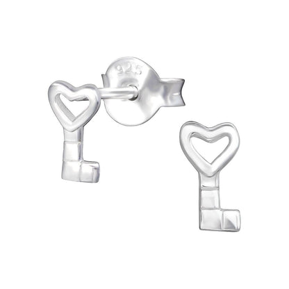 Zilveren Kinderoorbellen Sleutel 6x4mm - Aramat Jewels - Oorbellen - cadeautip