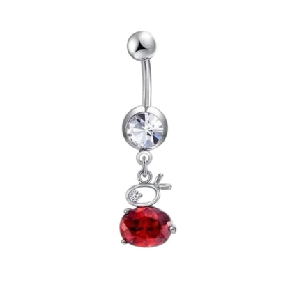 Piercing nombril lapin argenté avec zircone