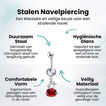 Piercing nombril lapin argenté avec zircone