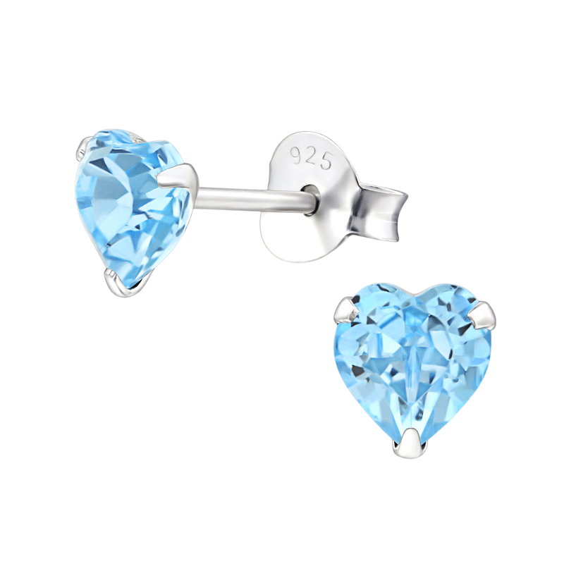 Zilveren Kristal Hartjes Oorbellen Licht Blauw - oor2228 - 24394 - Oorbellen kopen# - 5mm - 925 Zilver - alles