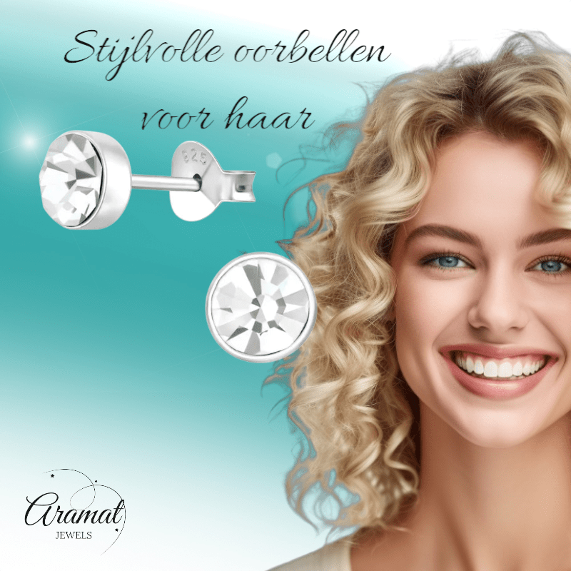 Zilveren kristal oorstekers – 5 mm - Transparante steen - oor219 - 36267 - Oorbellen kopen# - 5mm - 925 Zilver - alles