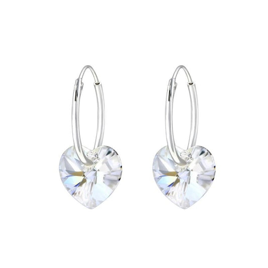 Zilveren Kristalhart Oorringen - 16mm - Moonlight Clear - oor2985 - 28147 - Oorringen kopen# - 1.2mm - 16mm