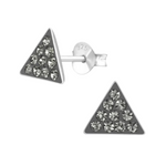 Zilveren Kristallen Oorbellen driehoek Black Diamond