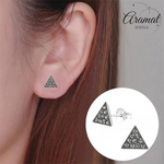 Zilveren Kristallen Oorbellen driehoek Black Diamond