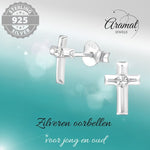 Zilveren Kruis Kristal Oorstekers - 8mm - 925 Zilver - oor918 - 32772 - Oorbellen kopen