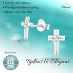 Zilveren Kruis Kristal Oorstekers - 8mm - 925 Zilver - oor918 - 32772 - Oorbellen kopen