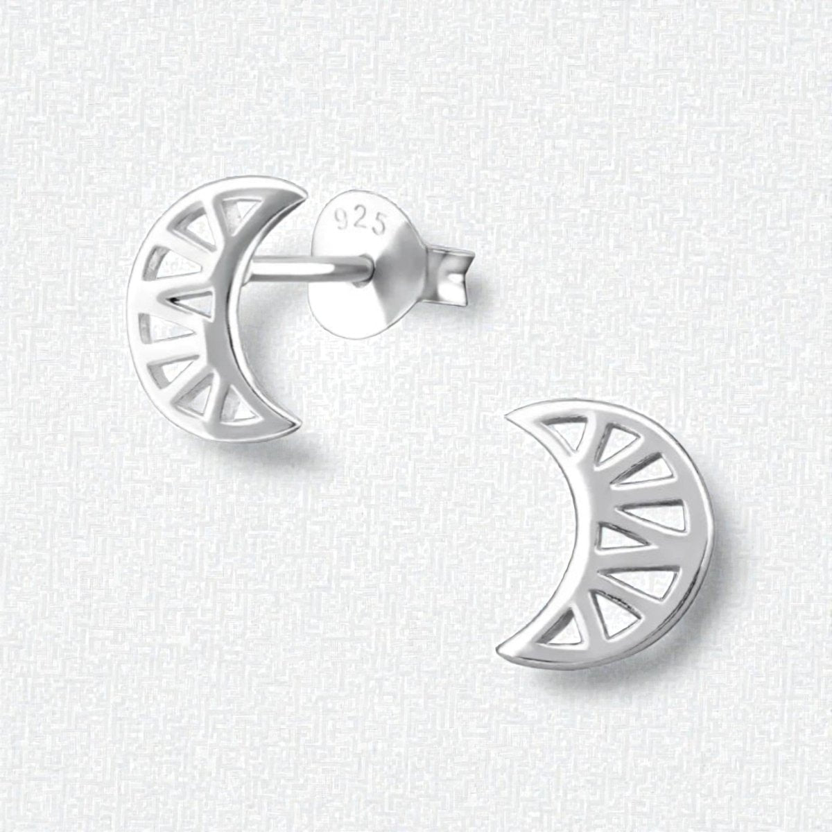 Zilveren Maan Oorbellen opengewerkt - 8x7mm - Aramat Jewels - Oorbellen - cadeautip