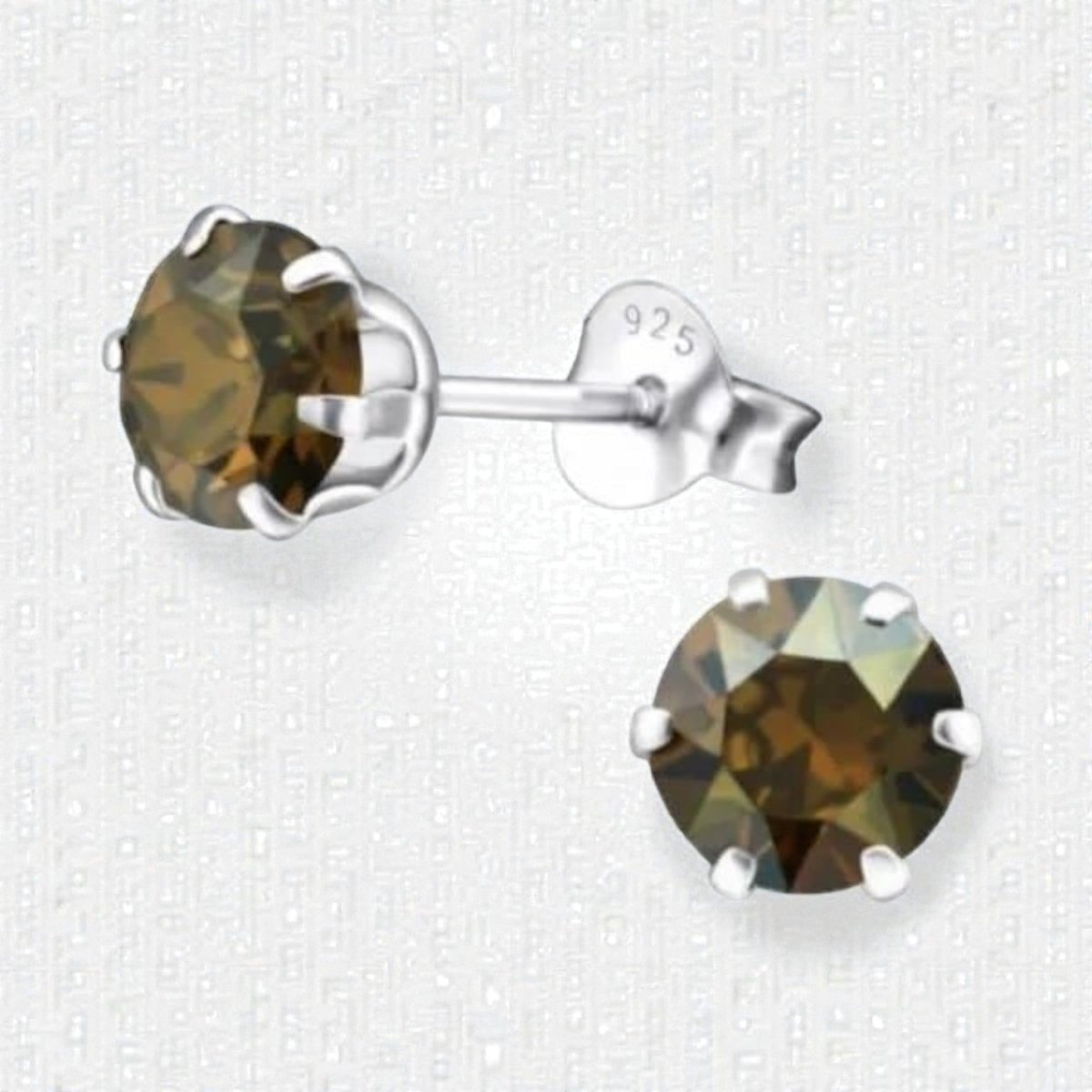 Zilveren oorbellen brons kristal - Aramat Jewels - Oorbellen - cadeautip