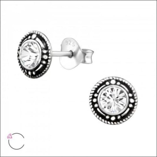 Zilveren Bali Oorbellen Met Kristalsteen Van Aramat Jewels - Productfoto.