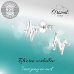 Zilveren Oorbellen hartslag symbool - oor921 - 28607 - Oorbellen kopen# - Heartbeat - 7mm - 7mm - 925 Zilver