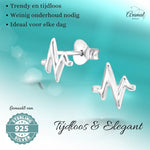 Zilveren Oorbellen hartslag symbool - oor921 - 28607 - Oorbellen kopen# - Heartbeat - 7mm - 7mm - 925 Zilver