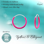 Zilveren Oorringetjes Donker Roze - 12mm - oor2542 - 21963 - Oorringen kopen# - 1.2mm - 12mm