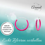 Zilveren Oorringetjes Donker Roze - 12mm - oor2542 - 21963 - Oorringen kopen# - 1.2mm - 12mm