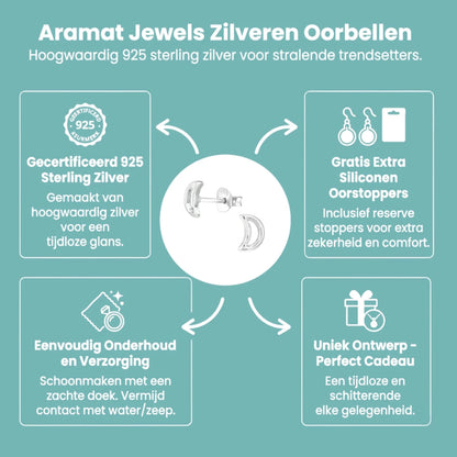 Zilveren Open Maan Oorstekers 6×4 mm - Aramat Jewels - Oorbellen - cadeautip