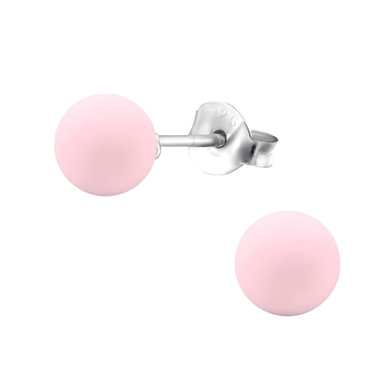 Zilveren Parel Oorbellen - Mat Poeder Roze - 8mm - oor3494 - 31180 - Oorbellen kopen