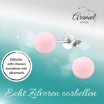 Zilveren Parel Oorbellen - Mat Poeder Roze - 8mm - oor3494 - 31180 - Oorbellen kopen