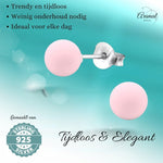 Zilveren Parel Oorbellen - Mat Poeder Roze - 8mm - oor3494 - 31180 - Oorbellen kopen