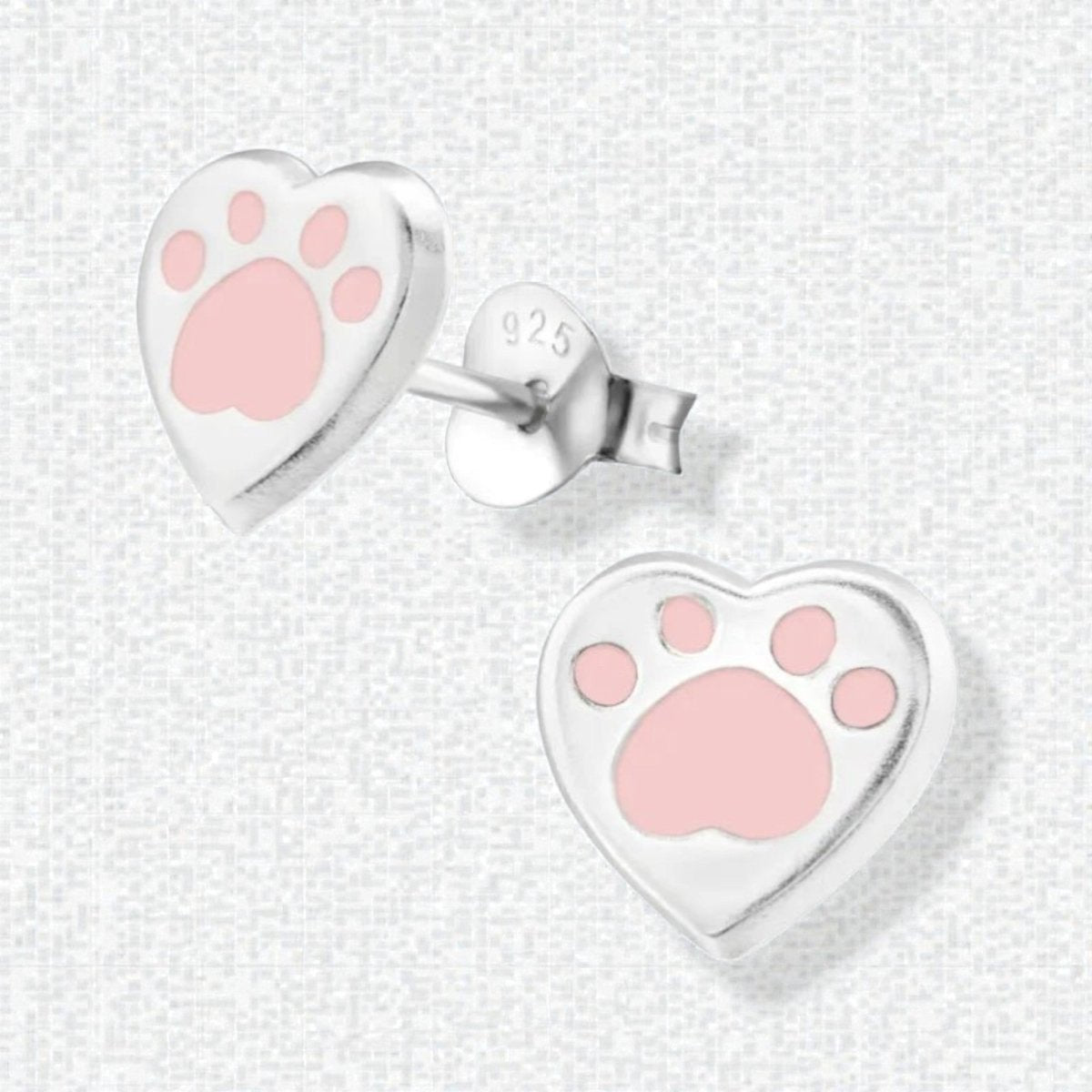 Zilveren Pootafdruk Oorbellen - Roze Emaille - Aramat Jewels - Oorbellen - cadeautip