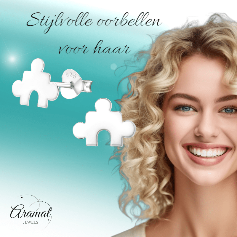 Zilveren Puzzelstuk Oorstuds - 10x7mm - oor953 - 24981 - Oorbellen kopen# - 10mm - 7mm - 925 Zilver