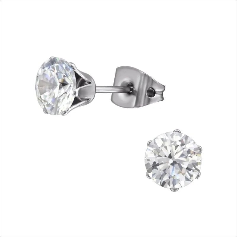Titanium oorstekers transparante zirkonia – Rond 3-8 mm