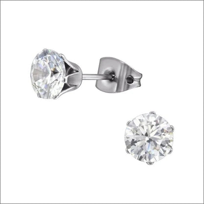 Titanium oorstekers transparante zirkonia – Rond 3-8 mm