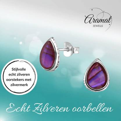 Zilveren Roze Abalone Oorbellen 10x8 mm - oor1024 - 30899 - Oorbellen kopen# - 10mm - 925 Zilver - Abalone
