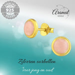 Zilveren Roze Shimmer Oorbellen goudkleur - oor2986 - 36965 - Oorbellen kopen# - 7mm - 925 Zilver