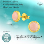 Zilveren Roze Shimmer Oorbellen goudkleur - oor2986 - 36965 - Oorbellen kopen# - 7mm - 925 Zilver