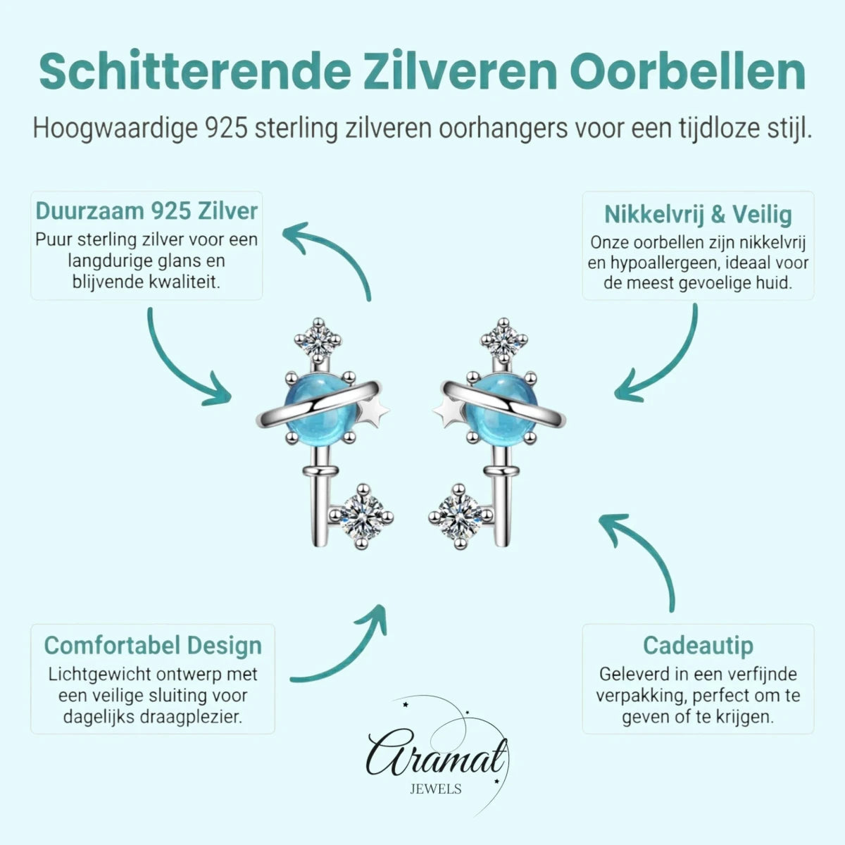 Zilveren Sleutel Oorbellen - Aramat Jewels - Oorbellen - cadeautip