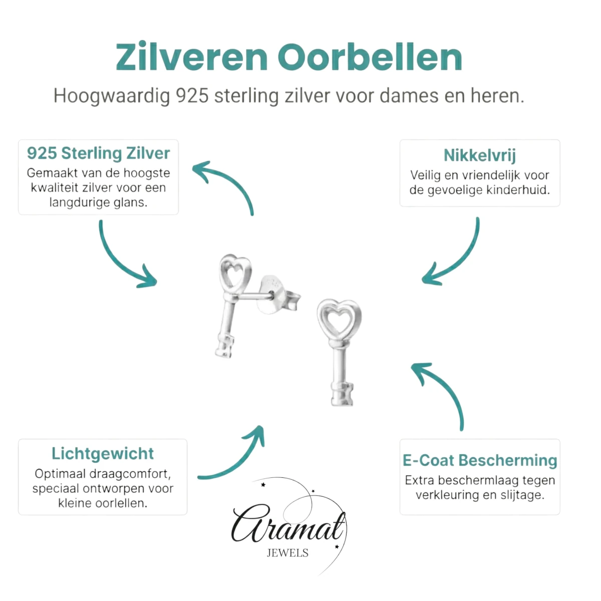 Zilveren Sleutel Oorbellen Dames 12x5mm - Aramat Jewels - Oorbellen - cadeautip