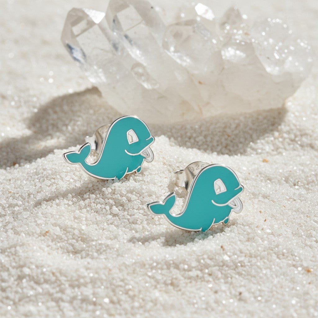 Zilveren Walvis Oorbellen - Blauw Emaille - Aramat Jewels - Oorbellen - cadeautip