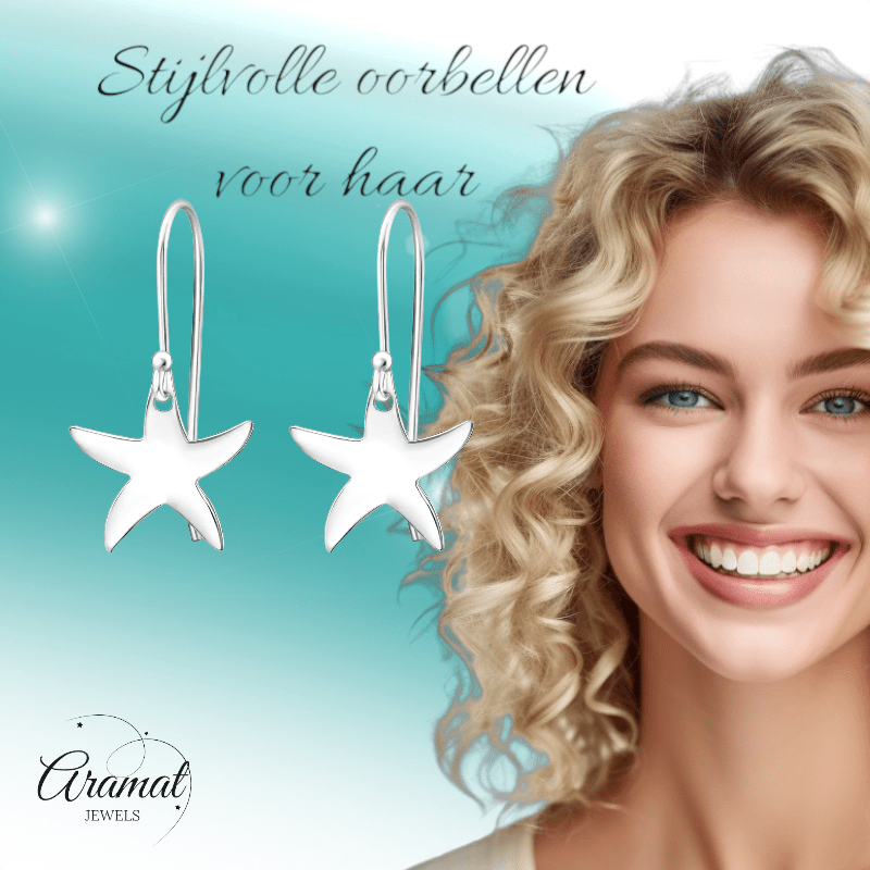 Zilveren Zeester Oorhanger kind - oor1213 - 31922 - Oorhangers kopen# - 12mm - 20mm
