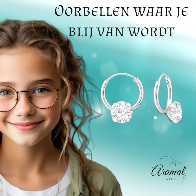 Zilveren Zirkonia Oorringetjes - 12mm - Transparant - oor505 - 13868 - Oorringen kopen# - 12mm - 5mm