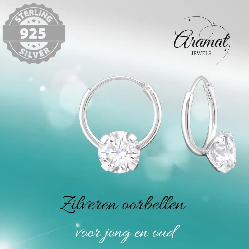 Zilveren Zirkonia Oorringetjes - 12mm - Transparant - oor505 - 13868 - Oorringen kopen# - 12mm - 5mm