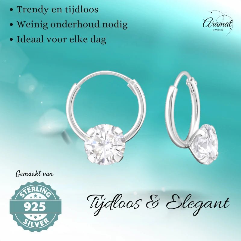 Zilveren Zirkonia Oorringetjes - 12mm - Transparant - oor505 - 13868 - Oorringen kopen# - 12mm - 5mm