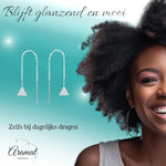 Zilverkleurige doortrek oorbellen driehoek - oor231 - Oorbellen kopen# - 80mm - 8mm - alles