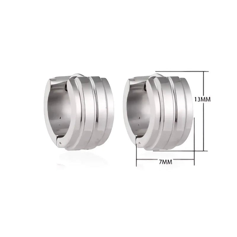 Zilverkleurige Klapcreolen - RVS - Twee Strepen - 13 mm - Uniseks - oor5786 - se20003 - Oorringen kopen# - 13mm - alles - cadeau