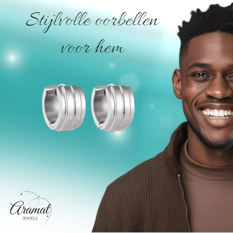 Zilverkleurige Klapcreolen - RVS - Twee Strepen - 13 mm - Uniseks - oor5786 - se20003 - Oorringen kopen# - 13mm - alles - cadeau