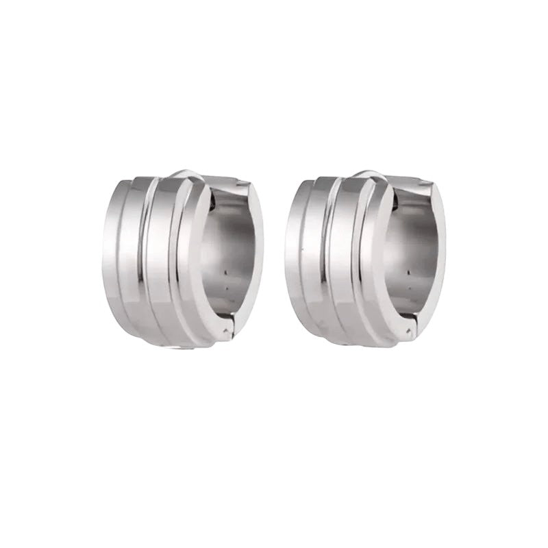 Zilverkleurige Klapcreolen - RVS - Twee Strepen - 13 mm - Uniseks - oor5786 - se20003 - Oorringen kopen# - 13mm - alles - cadeau