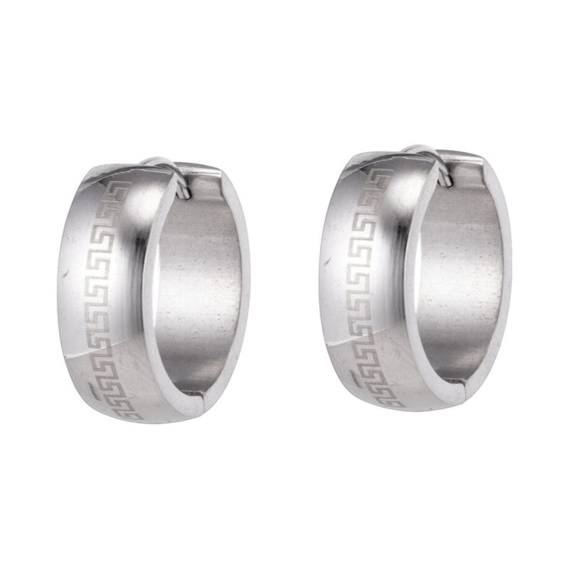 Zilverkleurige Oorringen - RVS - Grieks Motief - Uniseks - oor5790 - Oorringen kopen# - 13mm - alles - cadeau
