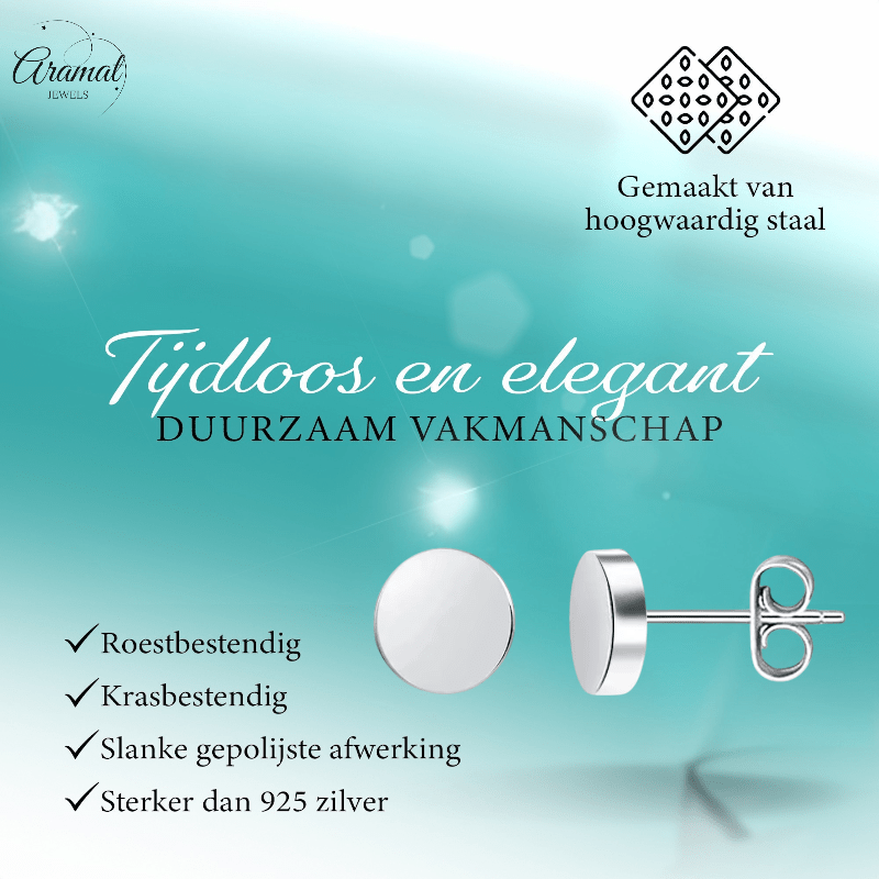 Zilverkleurige Ronde Oorstekers RVS 8mm - Aramat Jewels - Oorbellen - cadeautip