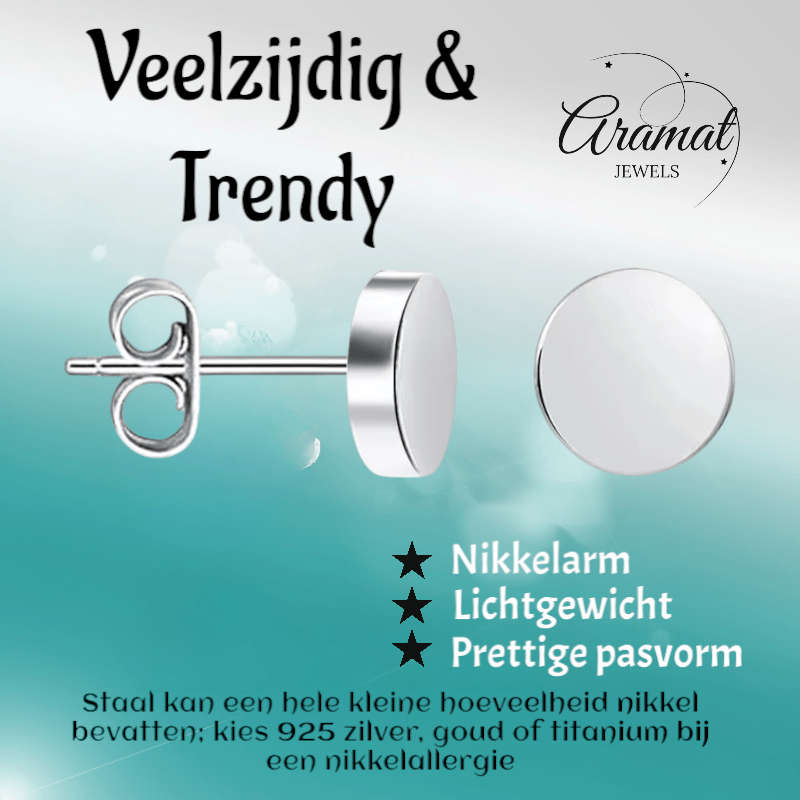 Zilverkleurige Ronde Oorstekers RVS 8mm - Aramat Jewels - Oorbellen - cadeautip