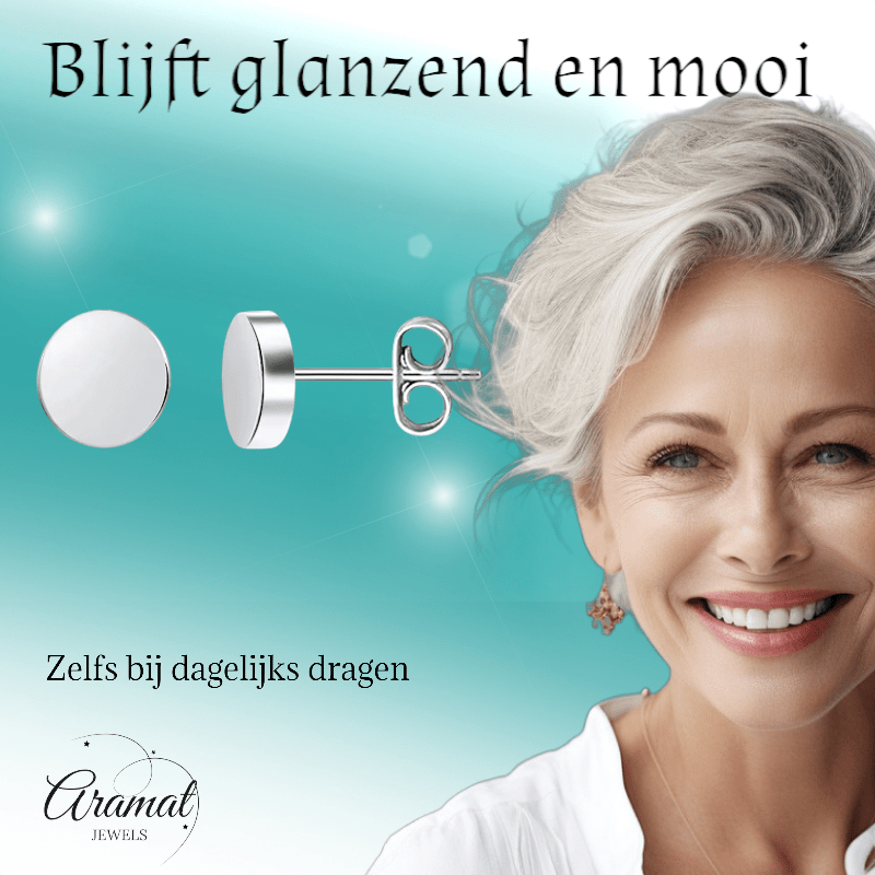 Zilverkleurige Ronde Oorstekers RVS 8mm - Aramat Jewels - Oorbellen - cadeautip