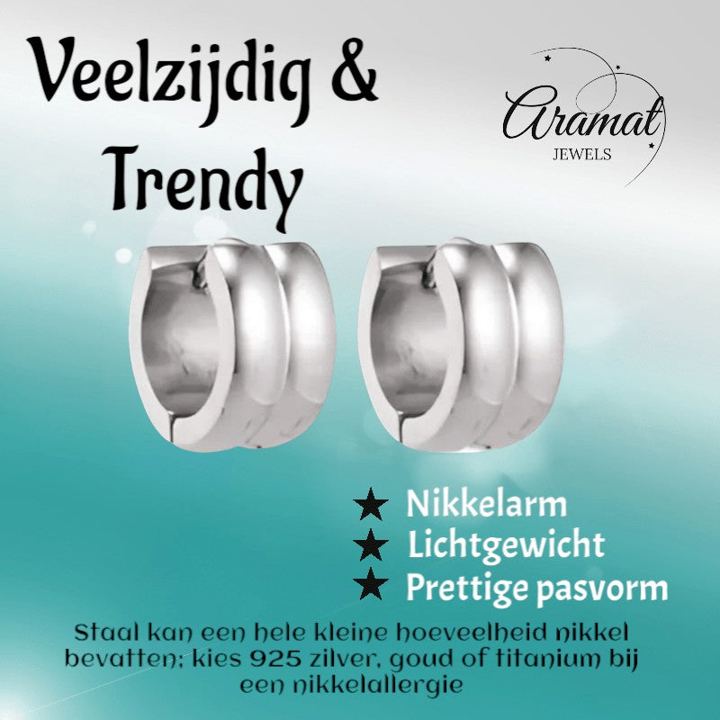 Zilverkleurige RVS Klapcreolen - 13 mm - oor5811 - se20006 - Oorringen kopen# - 13mm - alles - cadeau