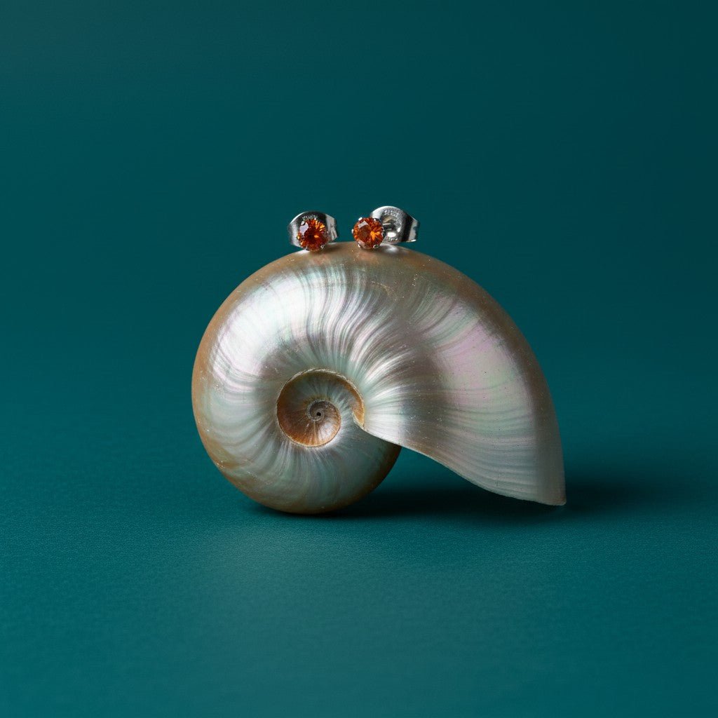 Zilverkleurige RVS Oorstekers Geboortesteen Juli - Rood/Oranje - 3 mm - Aramat Jewels - Oorbellen - cadeautip