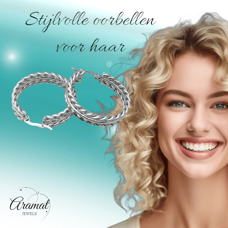 Zilverkleurige RVS schakel oorringen 35mm - oor6375 - 70239 - Oorringen kopen# - 35mm - alles - cadeau